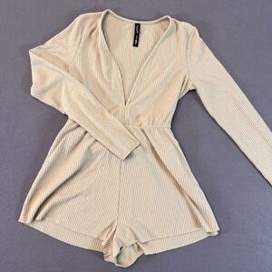 Urban Outfitters Out From Under Hanna Twist Front Rib Knit Romper Green Med NWT